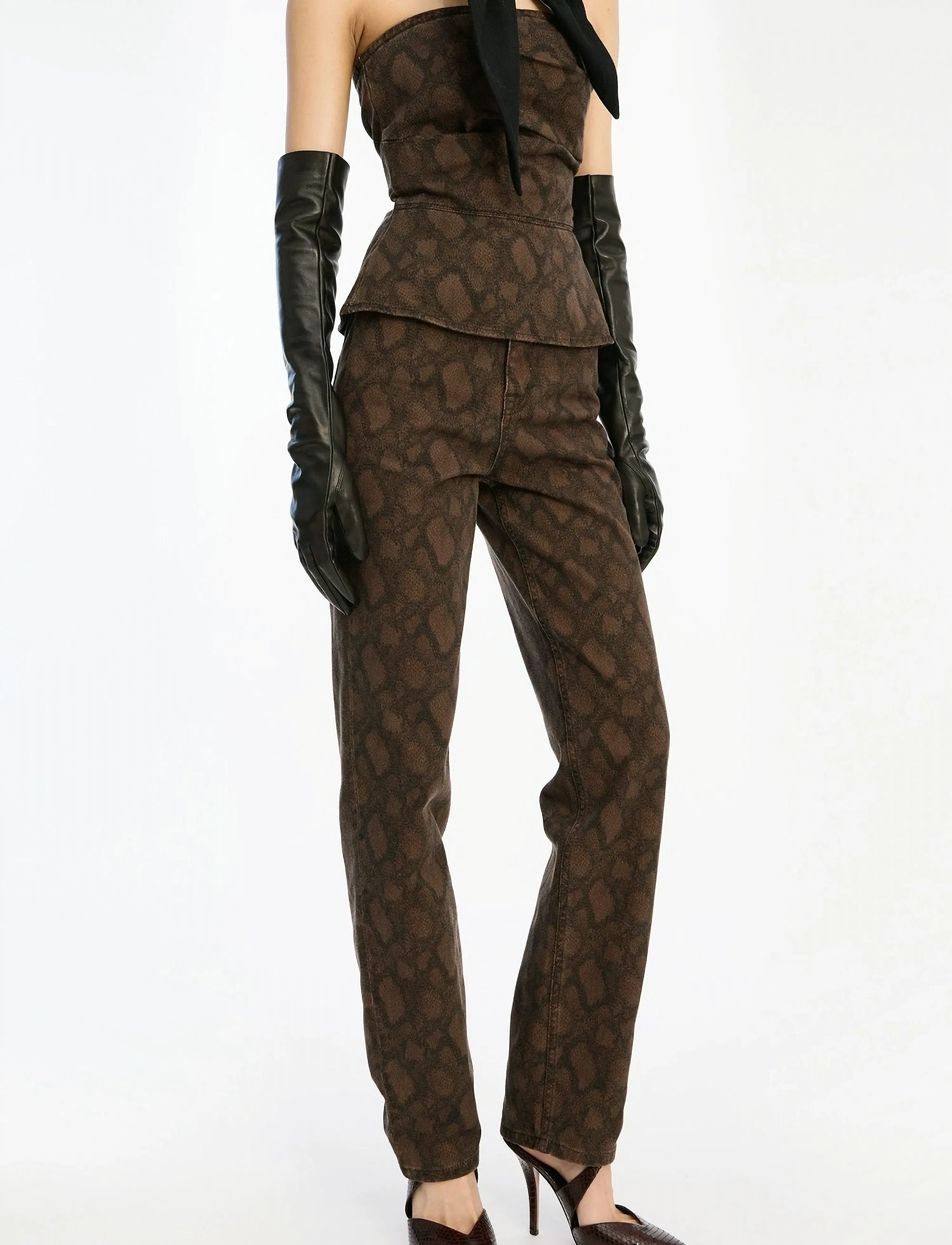 ROTATE - PRINTED STRAIGHT JEANS - jeans droites - taupe gray comb. - 5