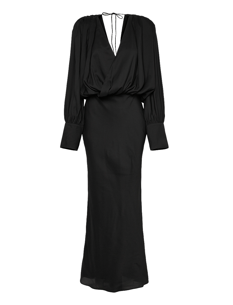 ROTATE - CHIFFON LS MAXI DRESS - black - 1
