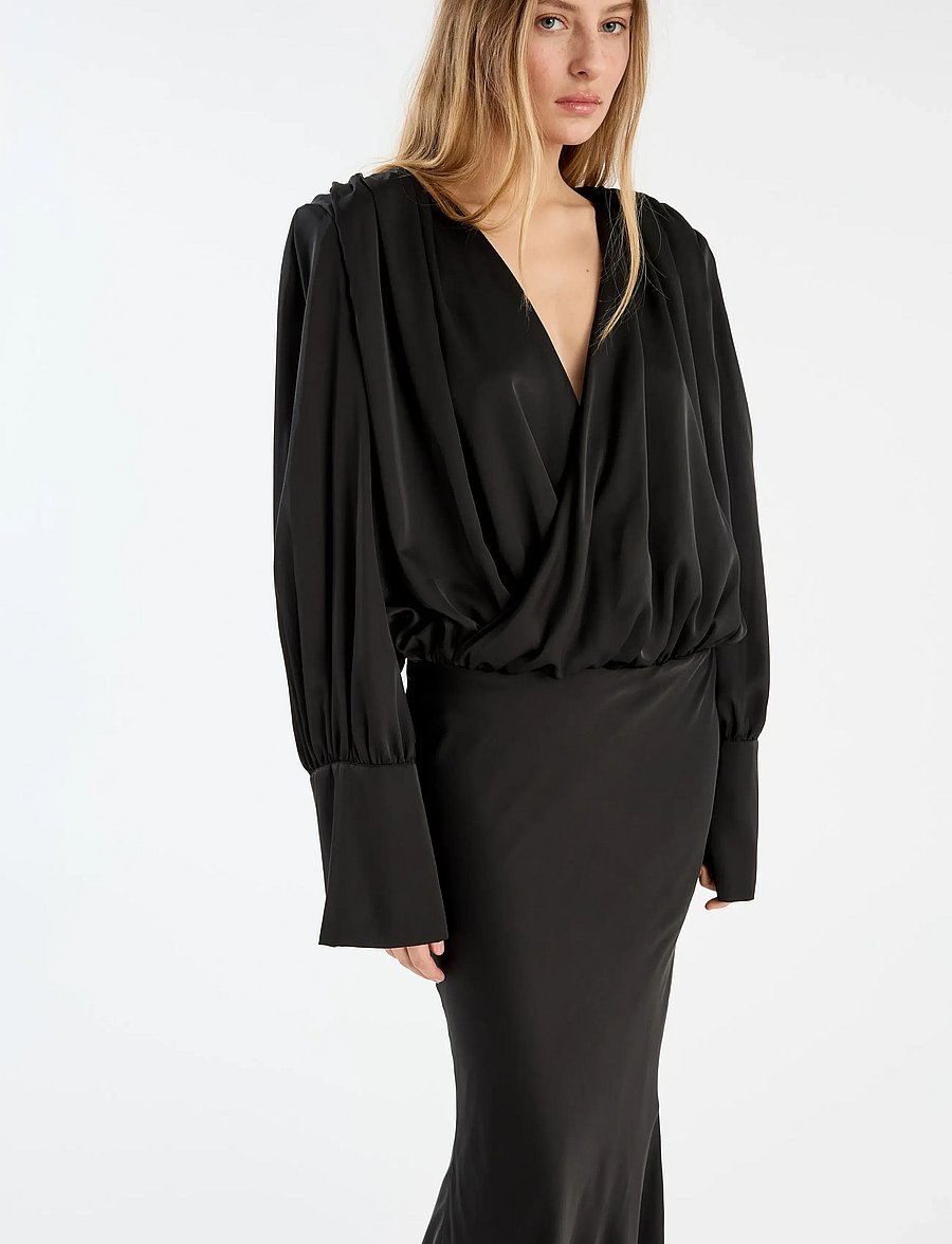 ROTATE - CHIFFON LS MAXI DRESS - black - 5