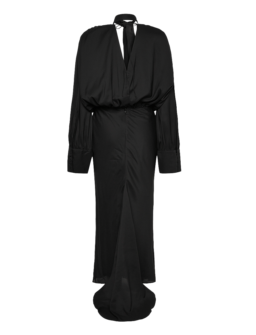 ROTATE - CHIFFON LS MAXI DRESS - black - 3