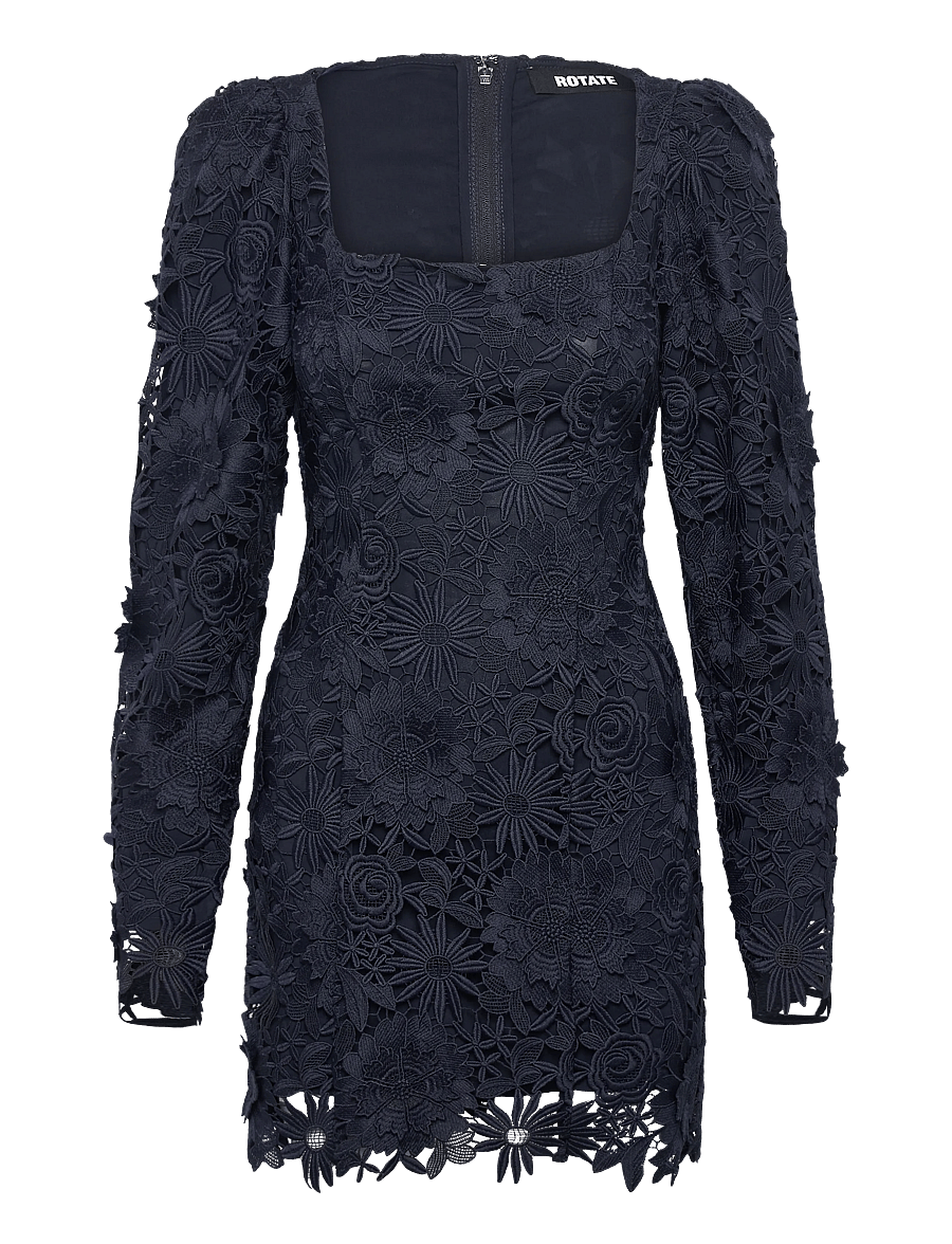 ROTATE - 3D LACE LS MINI DRESS - robes de dentelle - navy blazer - 0