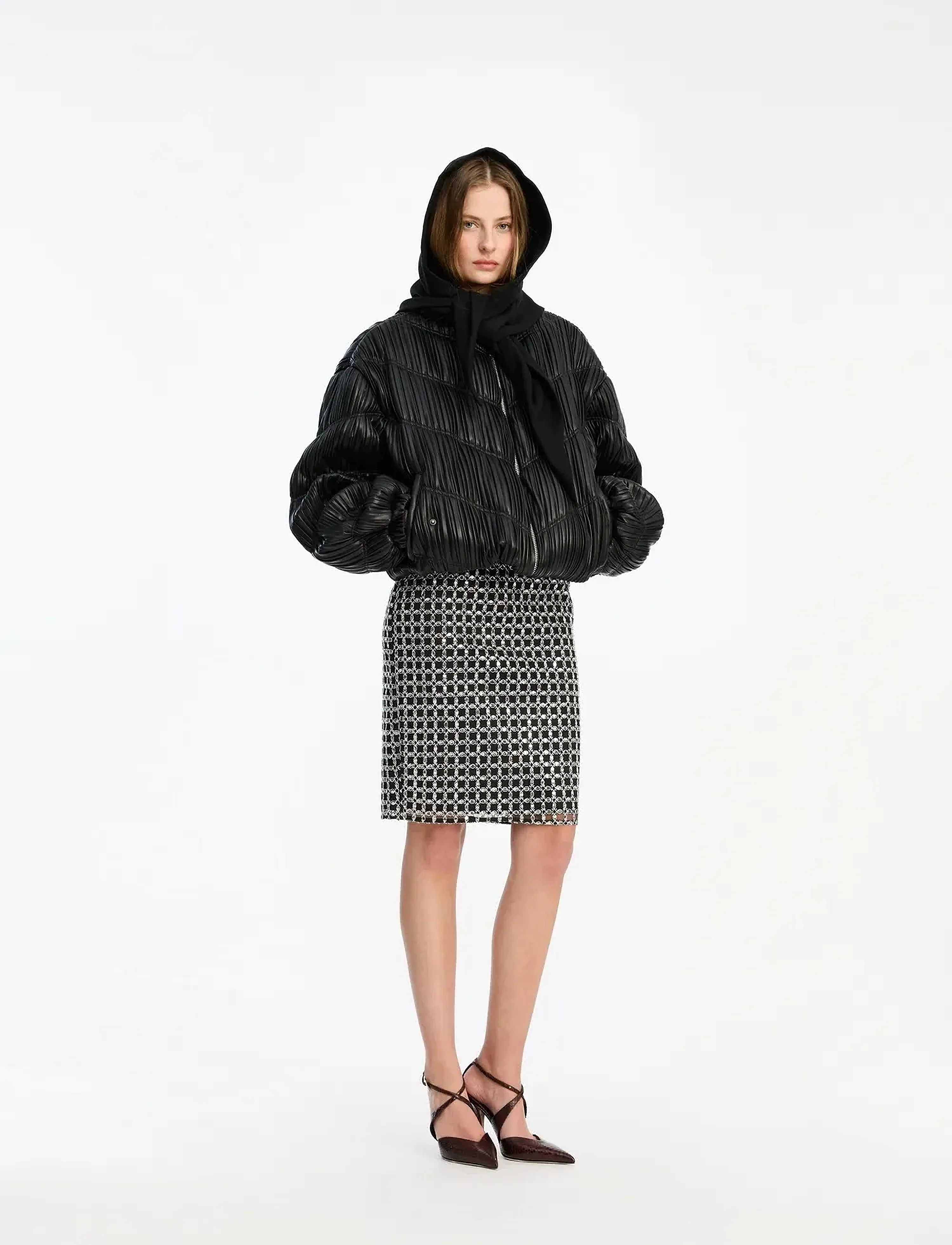 ROTATE PLEATED BOMBER JACKET - Jakker & Frakker - BLACK / black