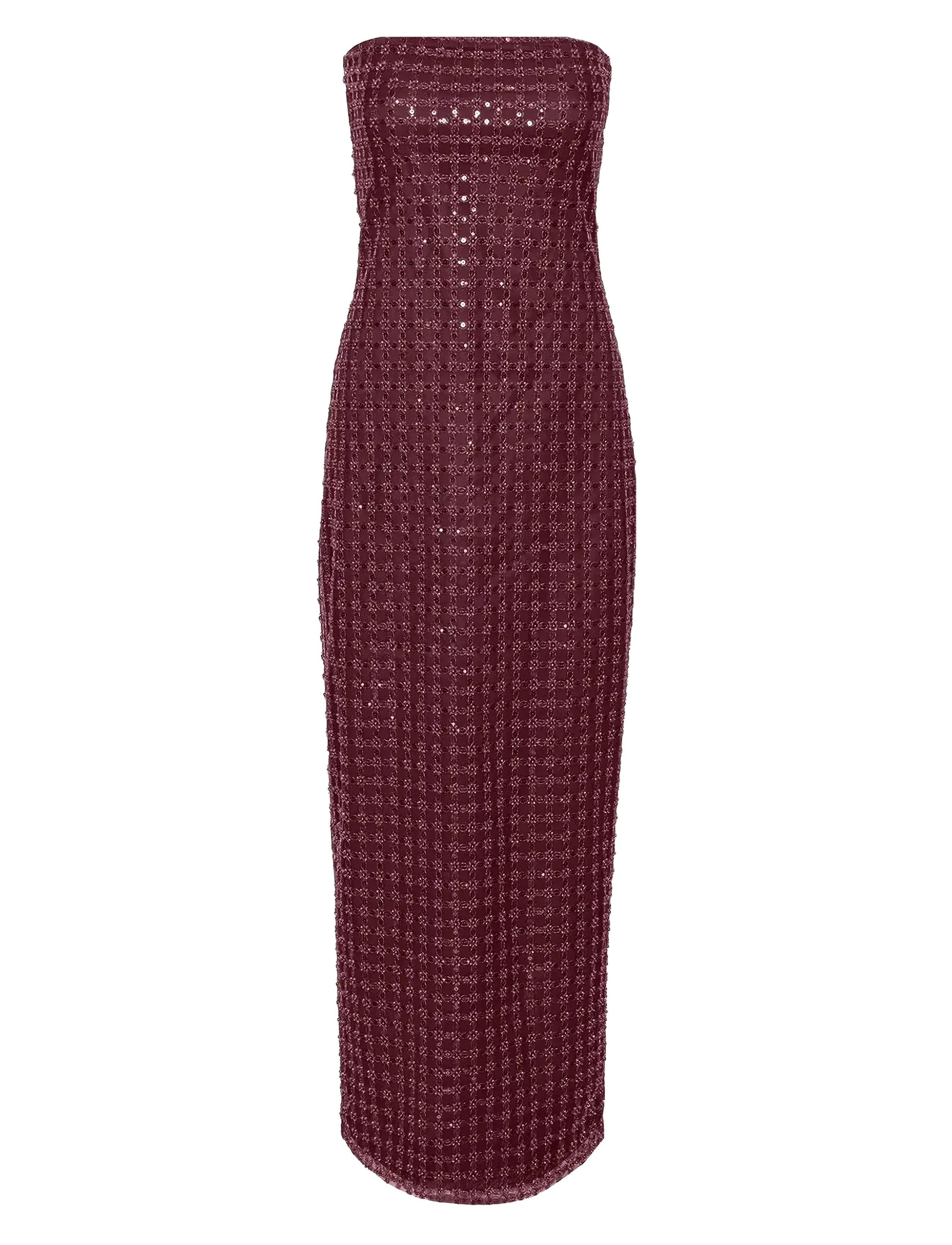 ROTATE Birger Christensen BEADED MAXI TUBE DRESS - ROTATE Birger Christensen - ZINFANDEL / burgundy