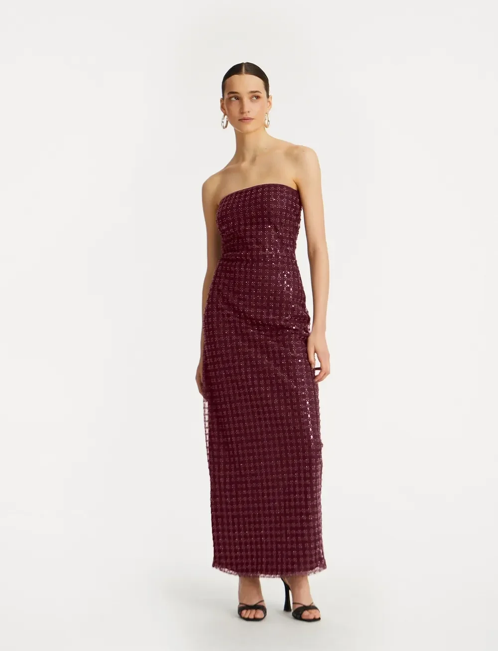 ROTATE Birger Christensen - BEADED MAXI TUBE DRESS - sequin dresses - zinfandel - 0