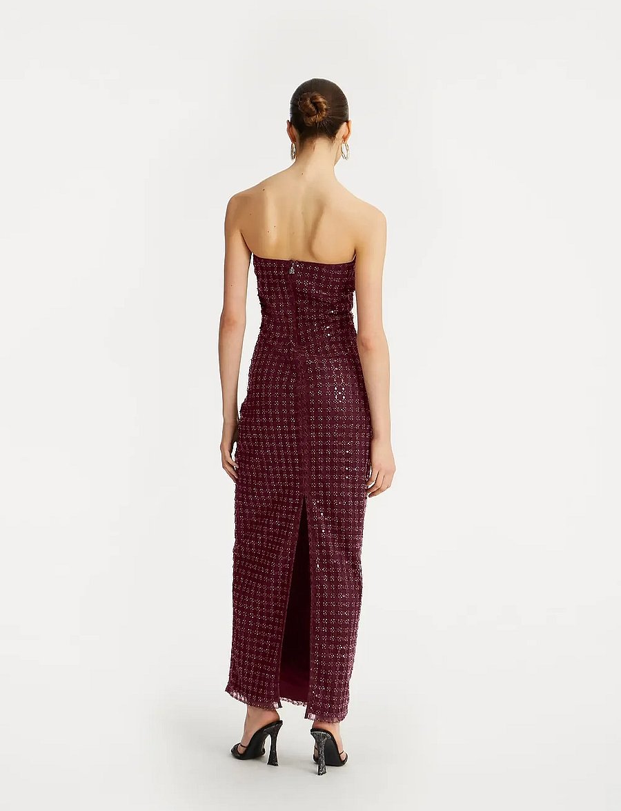 ROTATE - BEADED MAXI TUBE DRESS - paljettklänningar - zinfandel - 3