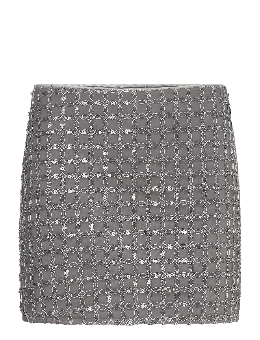ROTATE - BEADED MINI SKIRT - sequin skirts - castor gray - 0