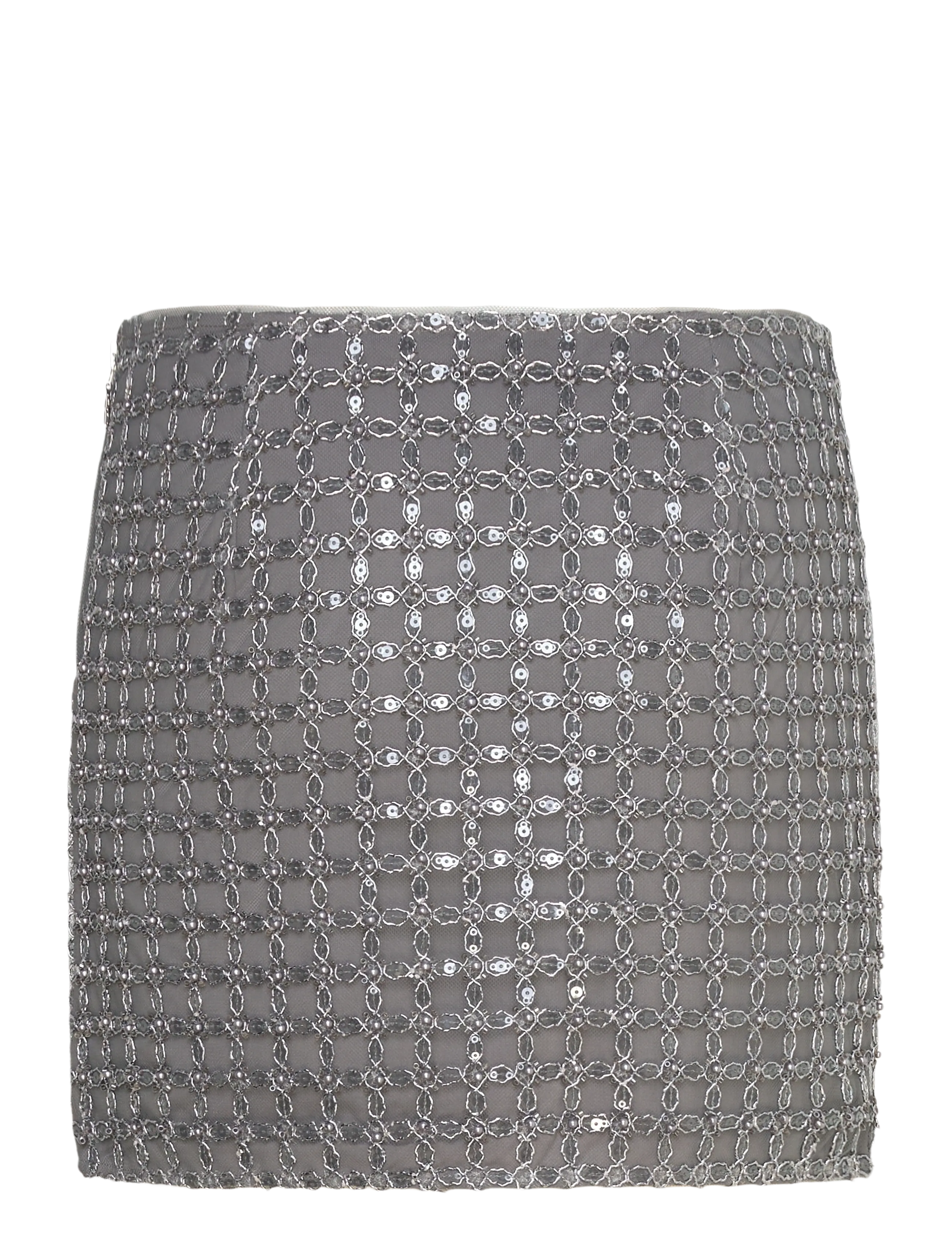 ROTATE - BEADED MINI SKIRT - sequin skirts - castor gray - 1