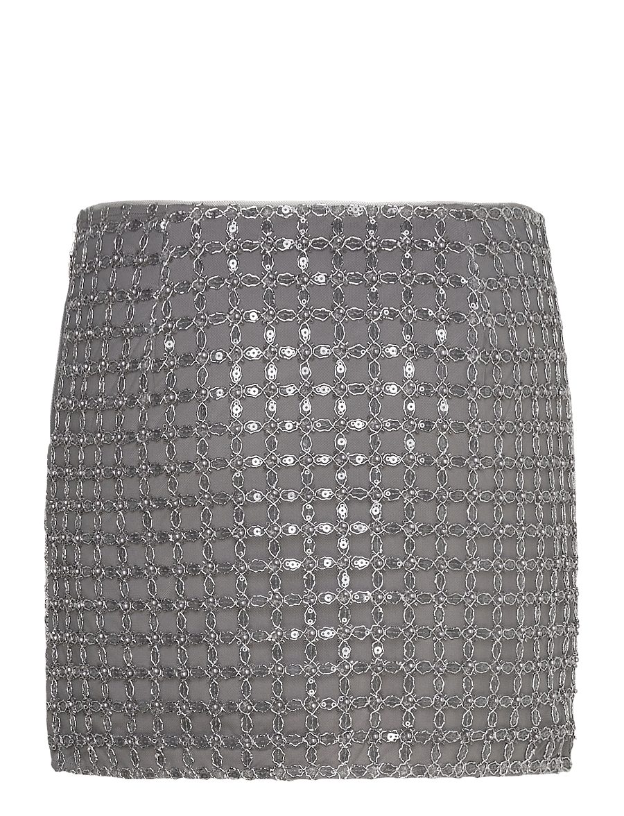 ROTATE - BEADED MINI SKIRT - sequin skirts - castor gray - 1