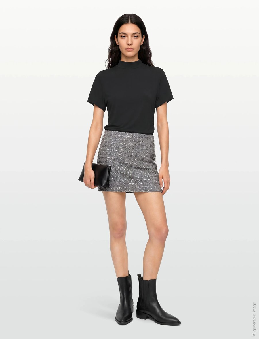 ROTATE - BEADED MINI SKIRT - kurze röcke - castor gray - 0