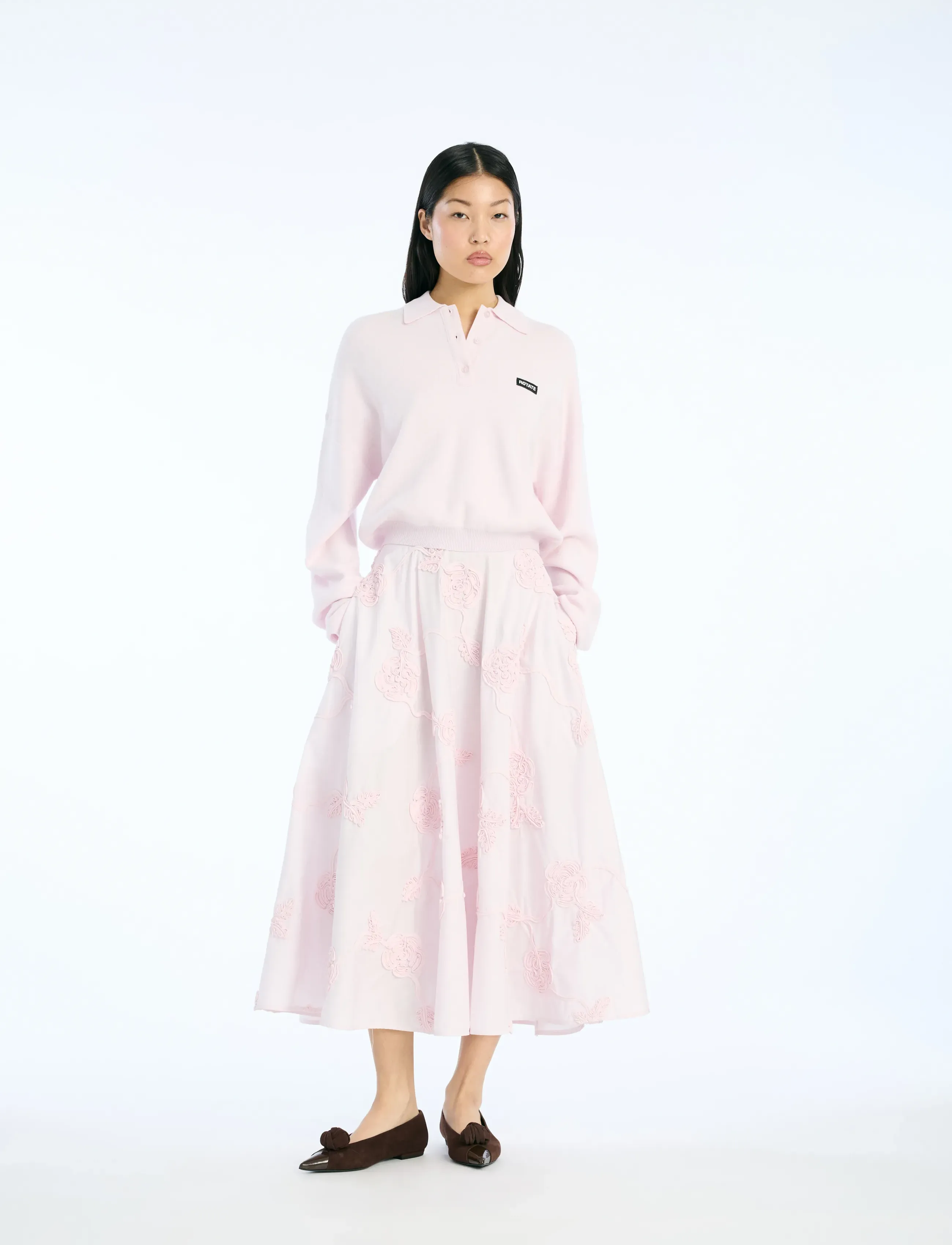 ROTATE Birger Christensen FLOWER MAXI SKIRT - ROTATE - ORCHID ICE / pink/rose