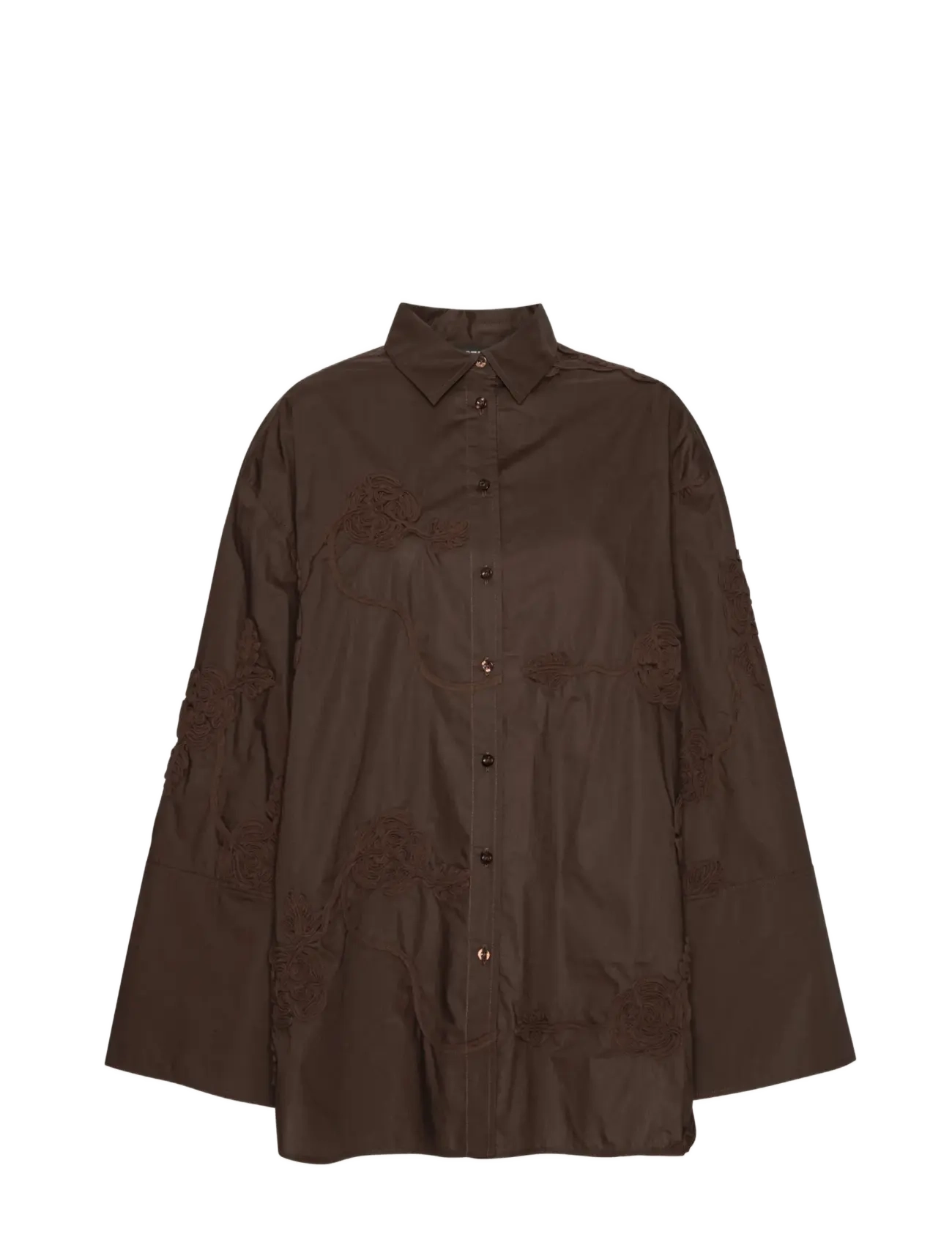 ROTATE Birger Christensen FLOWER OVERSIZED SHIRT - Riided - MOLÉ / brown