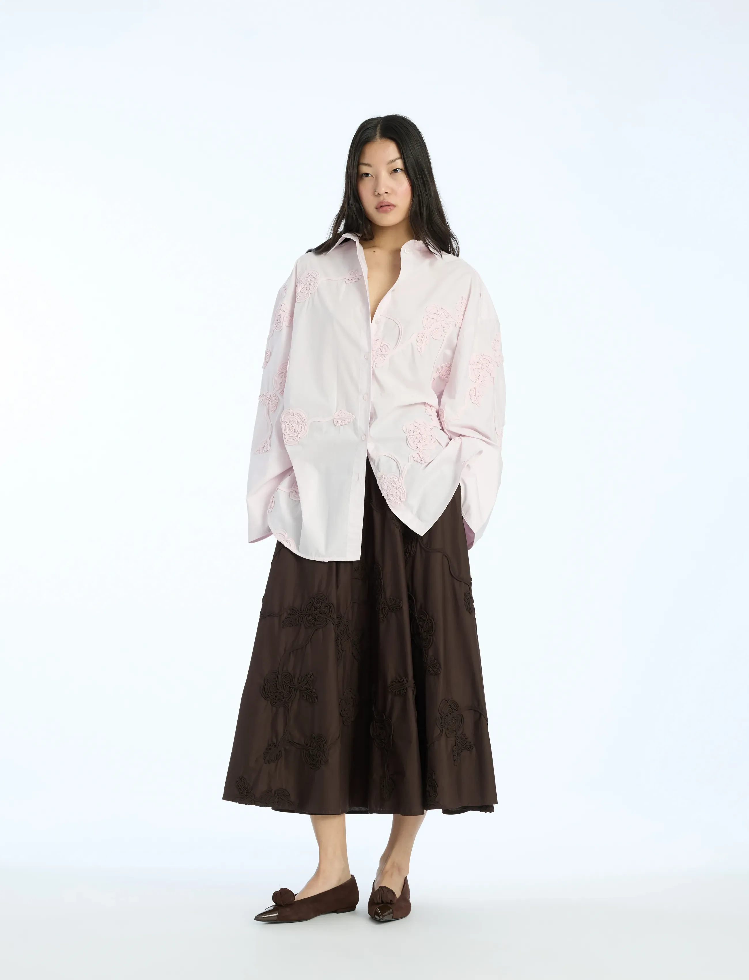 ROTATE Birger Christensen FLOWER OVERSIZED SHIRT - ROTATE - ORCHID ICE / pink/rose