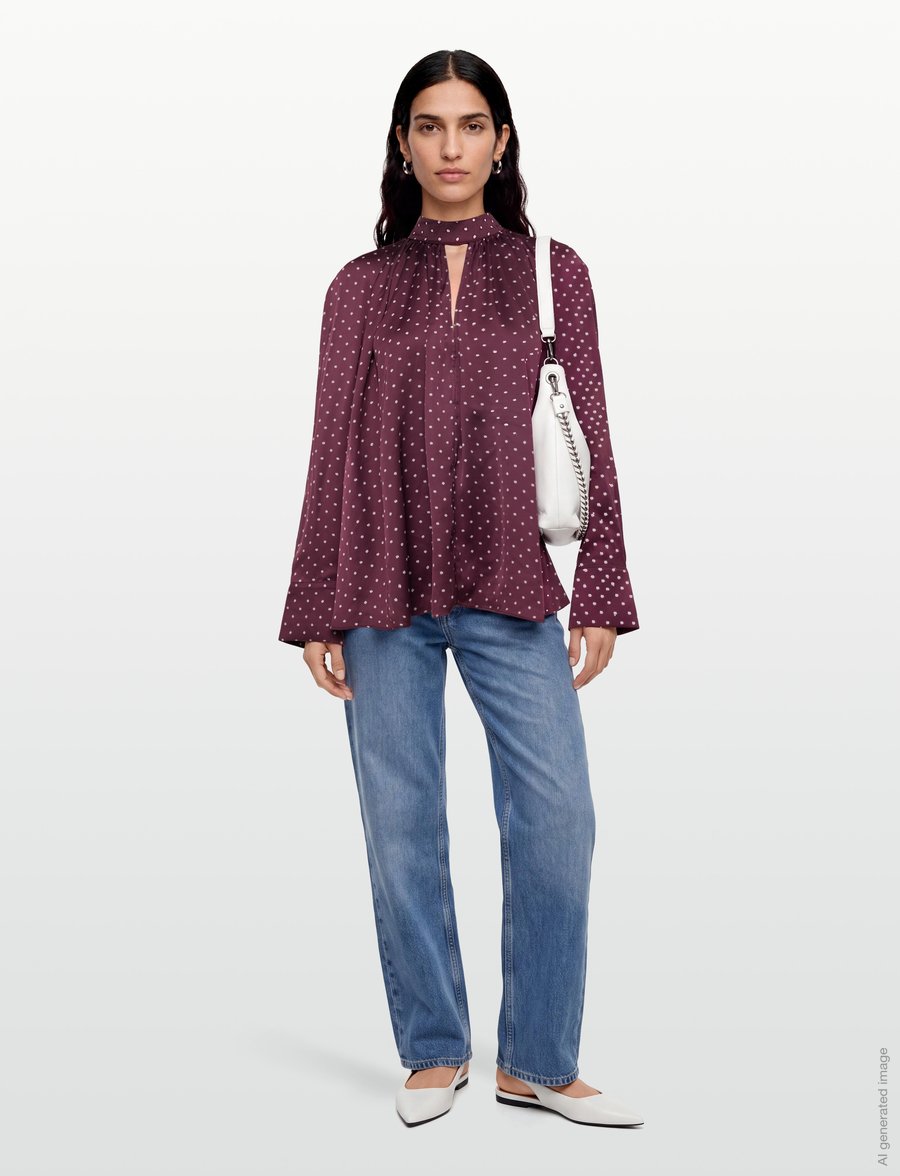 ROTATE - DOT SATIN BOW SHIRT - winetasting comb. - 0