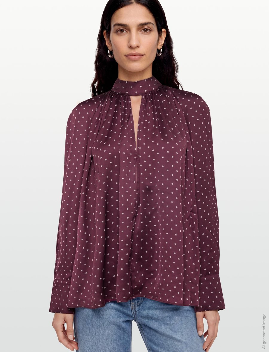ROTATE - DOT SATIN BOW SHIRT - winetasting comb. - 3