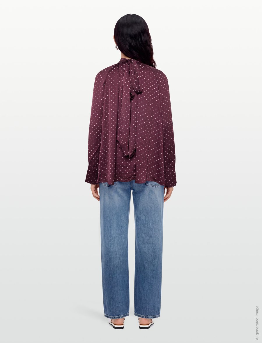 ROTATE - DOT SATIN BOW SHIRT - winetasting comb. - 4