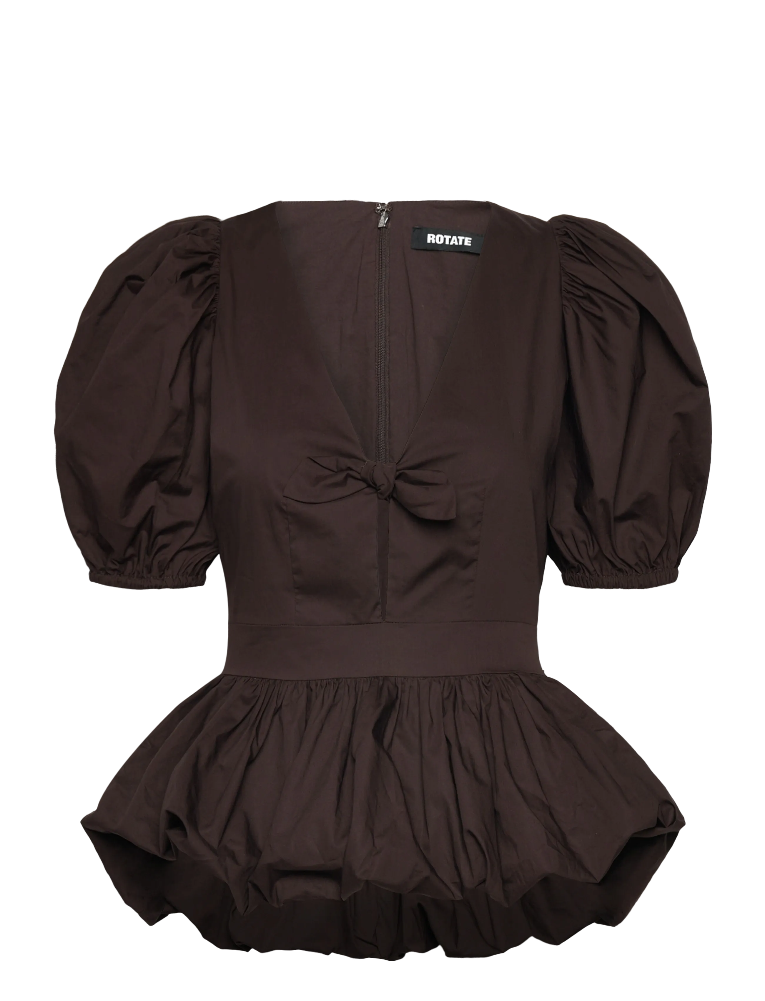 ROTATE PUFF SLEEVE BUBBLE TOP - Tøj - MOLÉ / brown