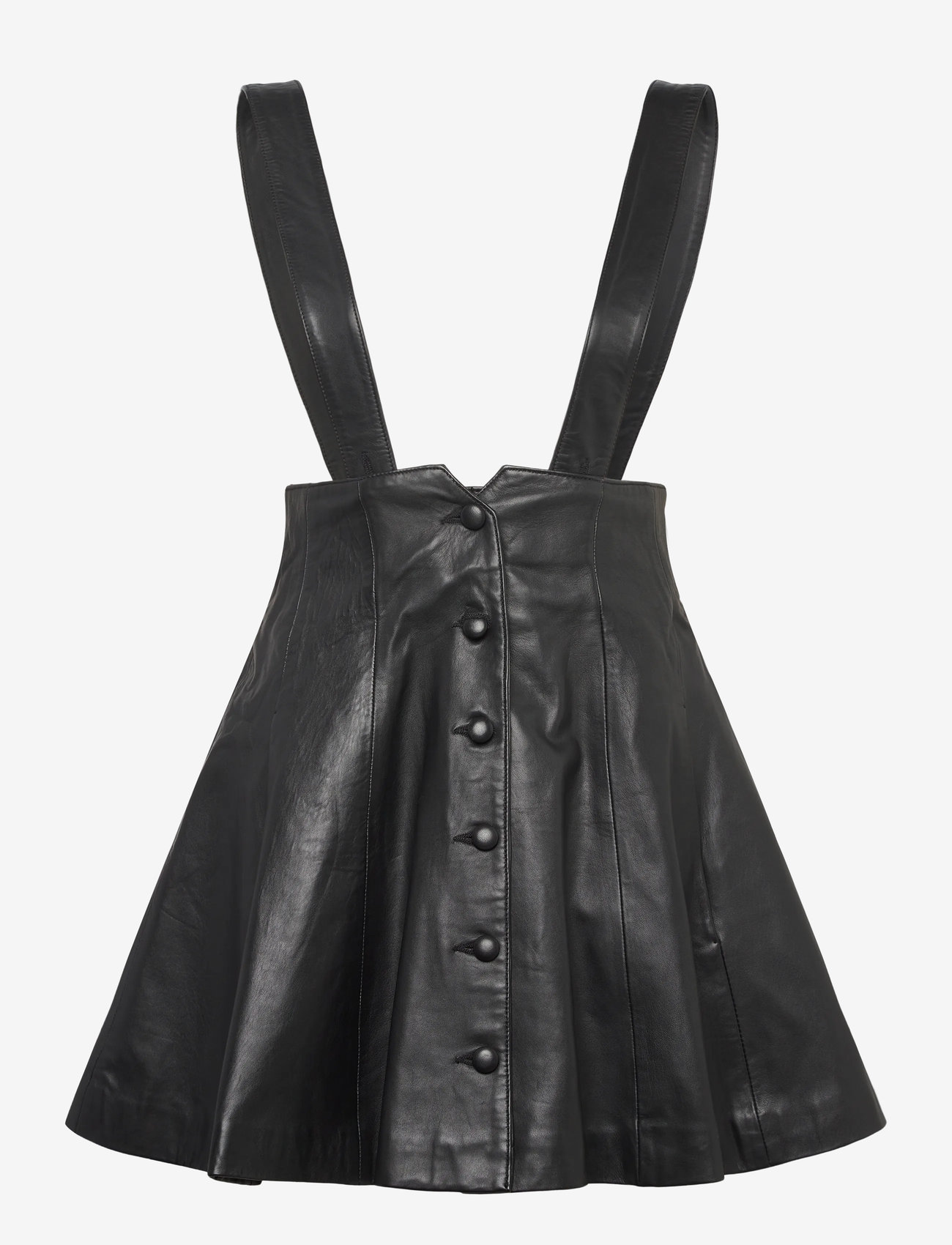 ROTATE Birger Christensen - BUTTONED LEATHER SKIRT - kurze röcke - black - 1