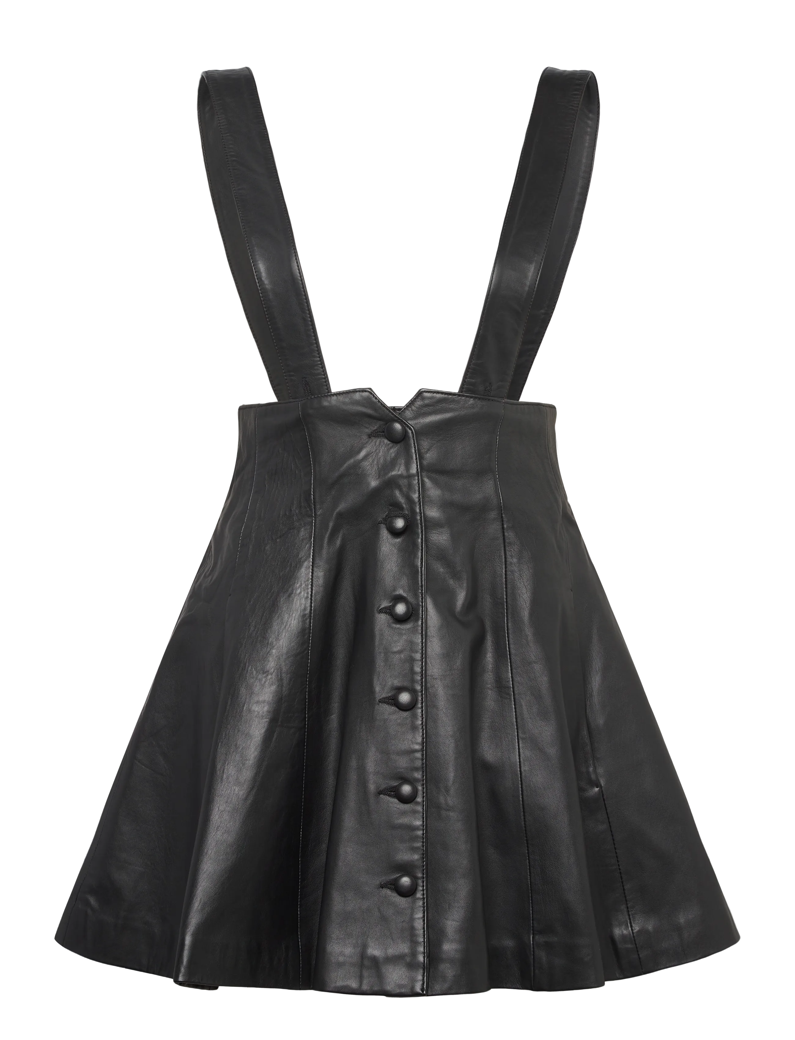 BUTTONED LEATHER SKIRT - BLACK