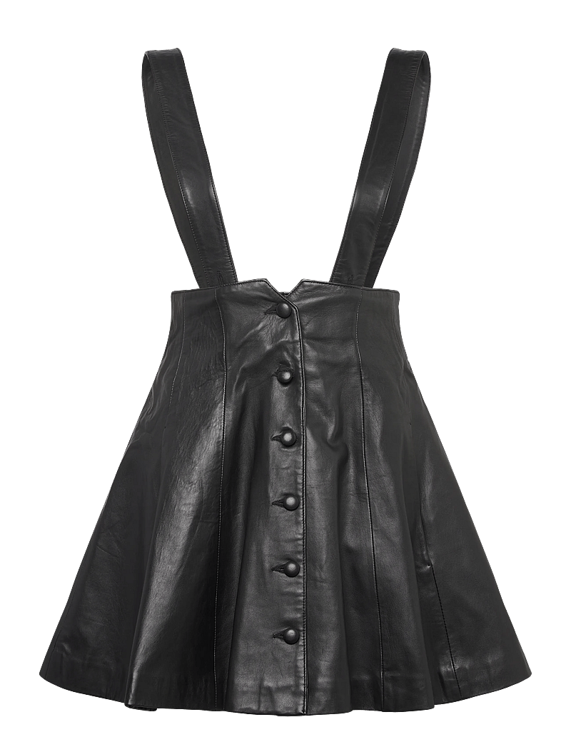 ROTATE Birger Christensen - BUTTONED LEATHER SKIRT - kurze röcke - black - 1