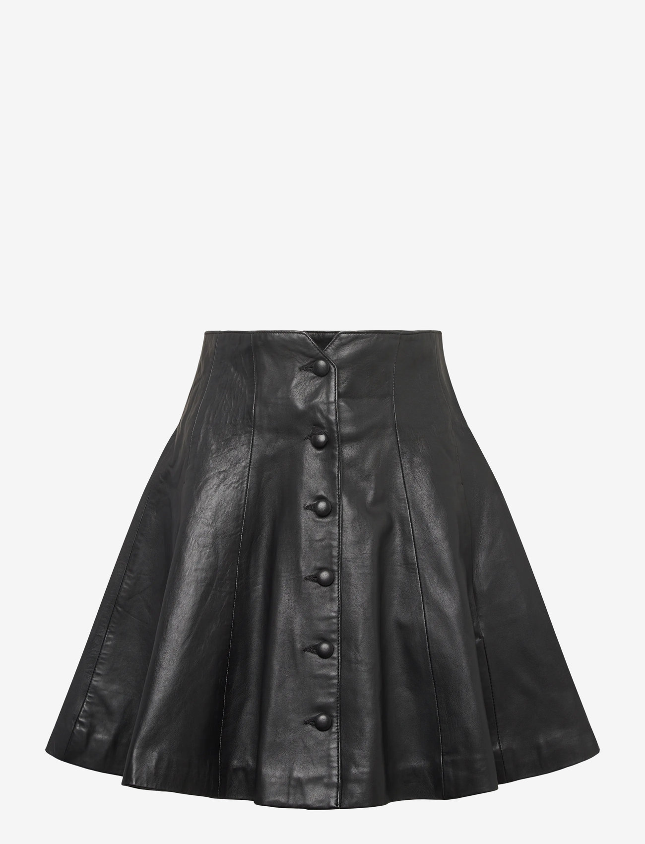 ROTATE Birger Christensen - BUTTONED LEATHER SKIRT - kurze röcke - black - 3