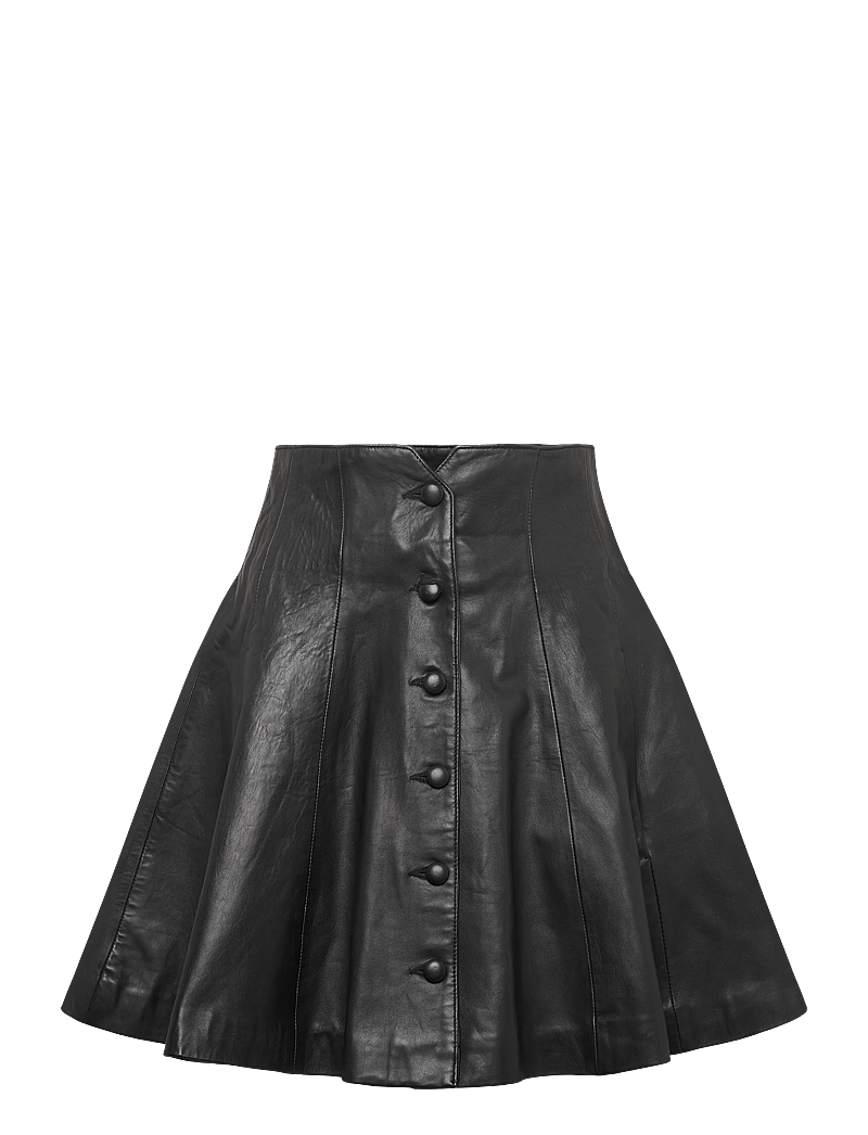 ROTATE Birger Christensen - BUTTONED LEATHER SKIRT - kurze röcke - black - 3