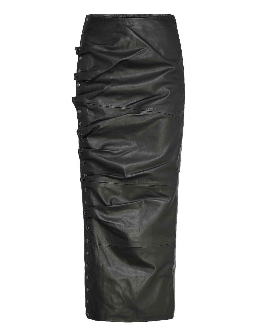 ROTATE - MIDI LEATHER SKIRT - midi garuma svārki - black - 1