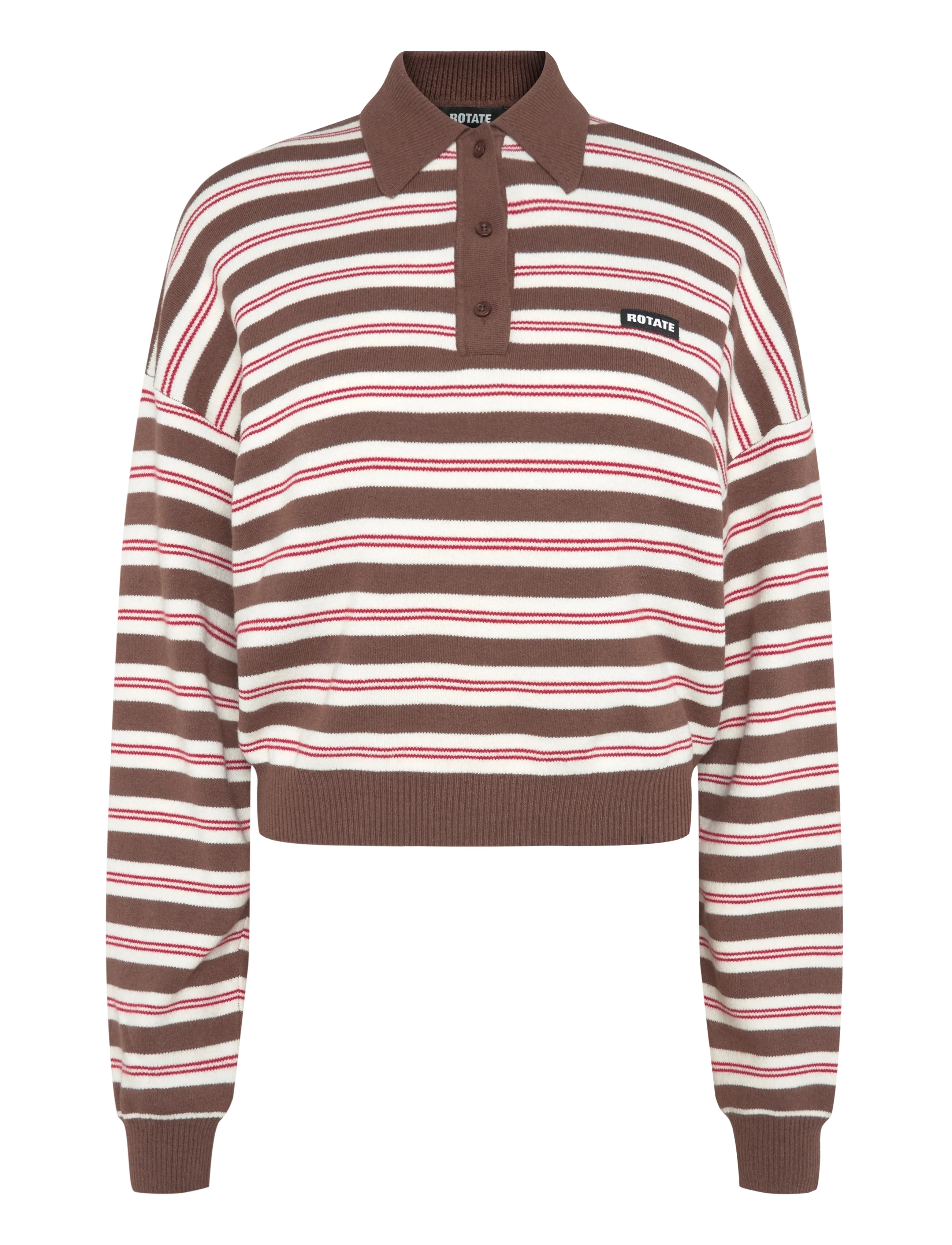 ROTATE SLINKY KNIT POLO - Knitwear - SHAVED CHOCOLATE / brown