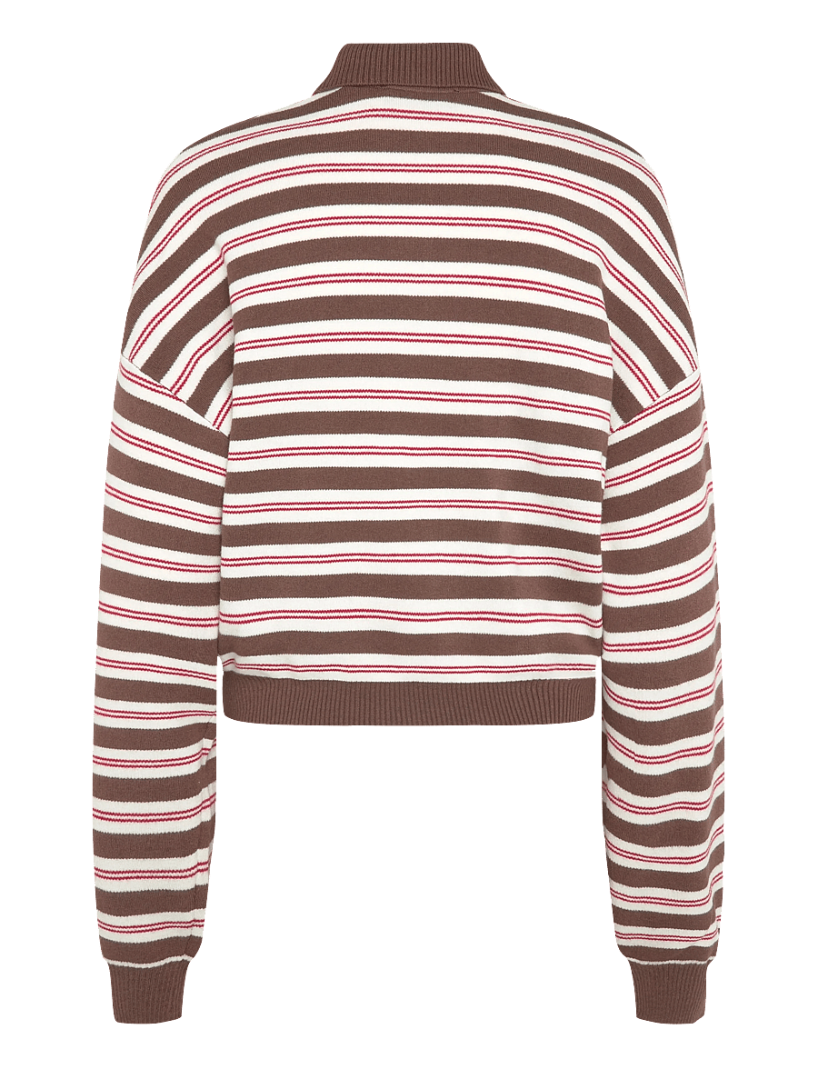 ROTATE - SLINKY KNIT POLO - crop tops - shaved chocolate - 1