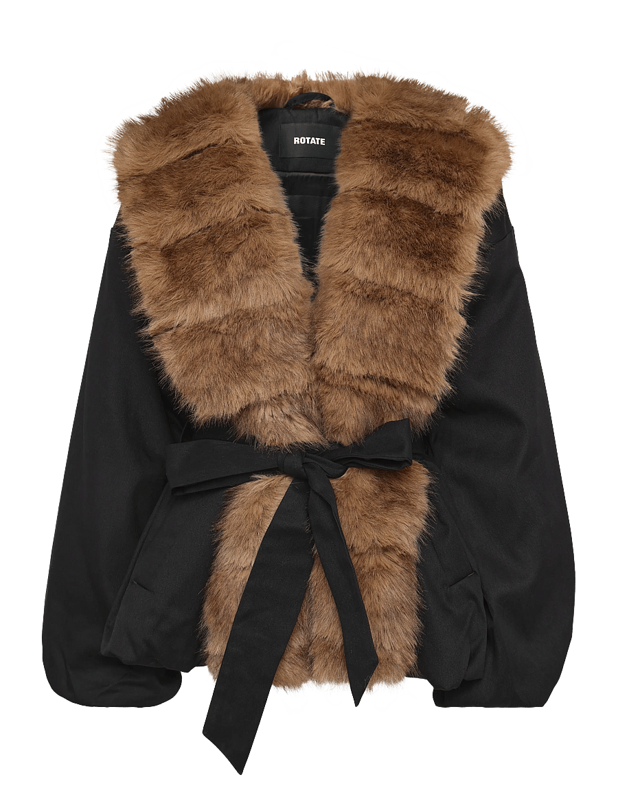 ROTATE - FAUX FUR COLLAR JACKET - faux fur jakker - black - 1