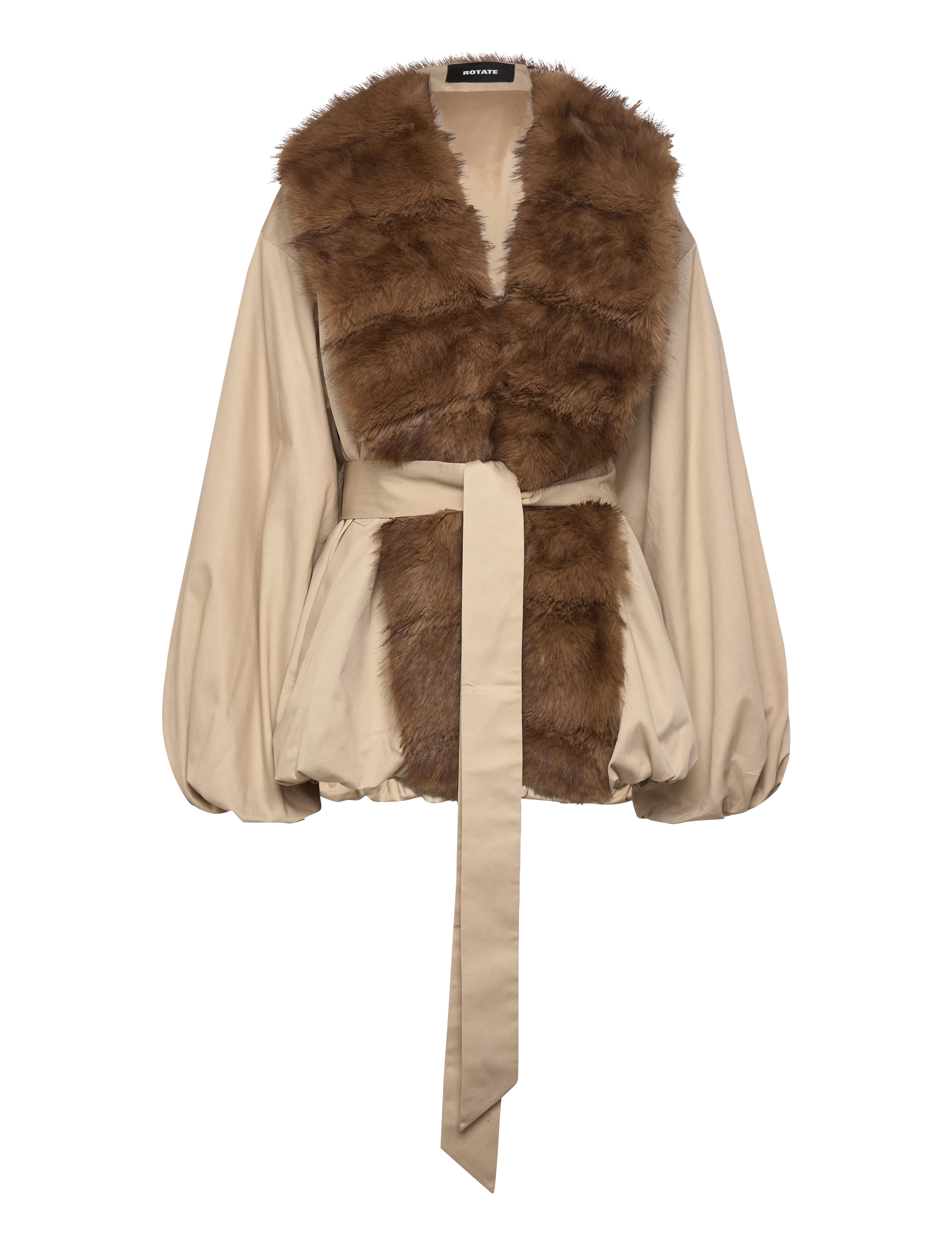 ROTATE FAUX FUR COLLAR  JACKET - Jakker & Frakker - CEMENT / beige