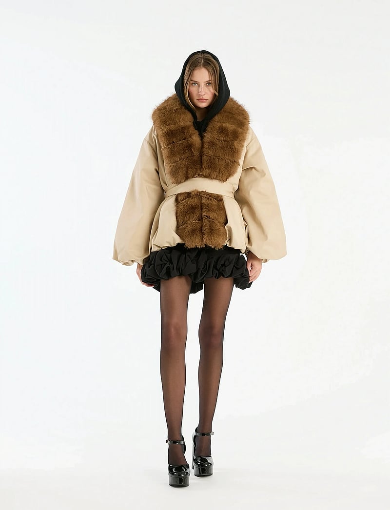 ROTATE Birger Christensen - FAUX FUR COLLAR JACKET - jakid ja mantlid - cement - 0