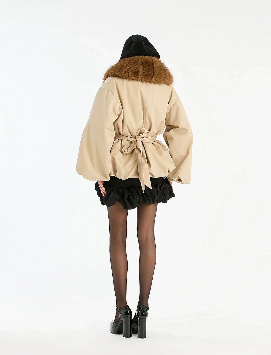 ROTATE - FAUX FUR COLLAR JACKET - faux fur - cement - 3