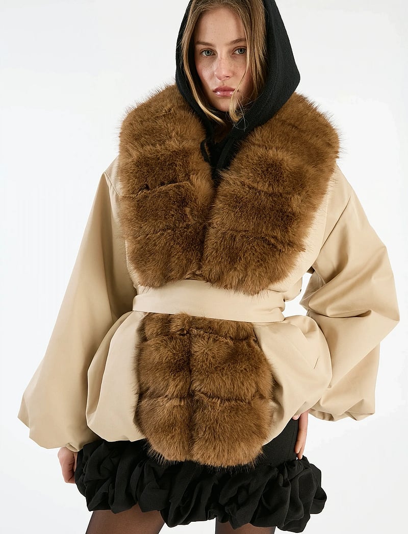ROTATE Birger Christensen - FAUX FUR COLLAR JACKET - jakid ja mantlid - cement - 4