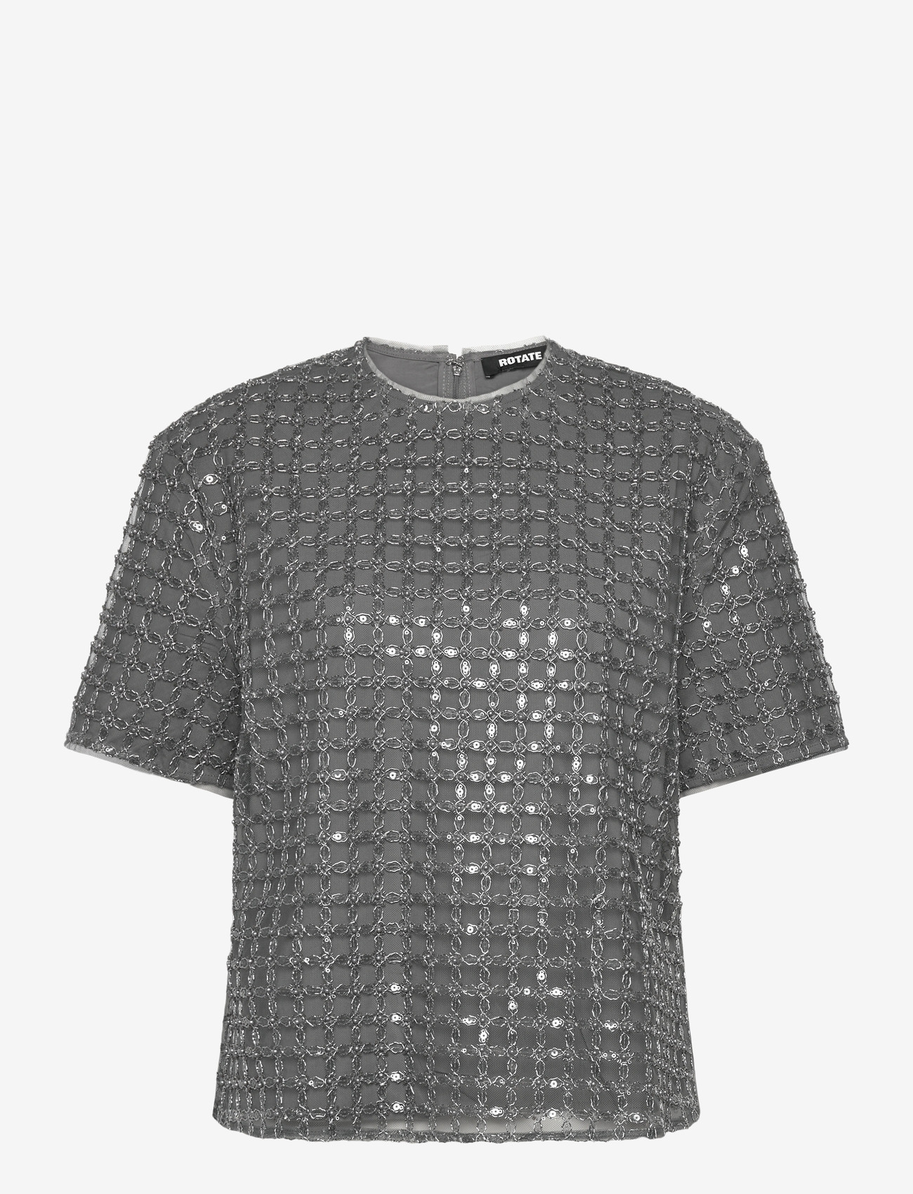 ROTATE Birger Christensen - BEADED OVERSIZED TOP - t-shirts - castor gray - 0