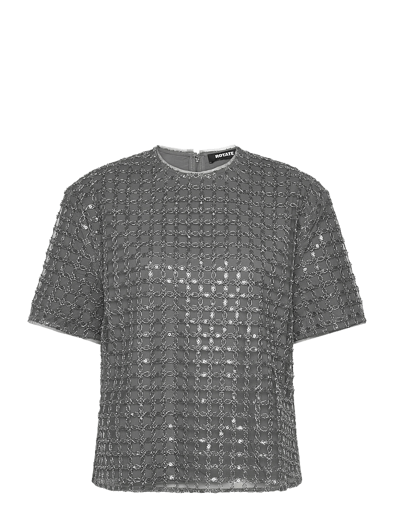 ROTATE Birger Christensen - BEADED OVERSIZED TOP - t-shirts & tops - castor gray - 0