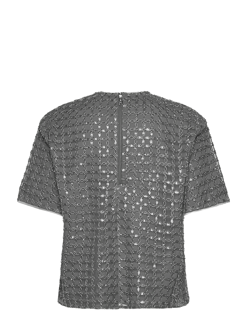 ROTATE Birger Christensen - BEADED OVERSIZED TOP - t-shirts & tops - castor gray - 1