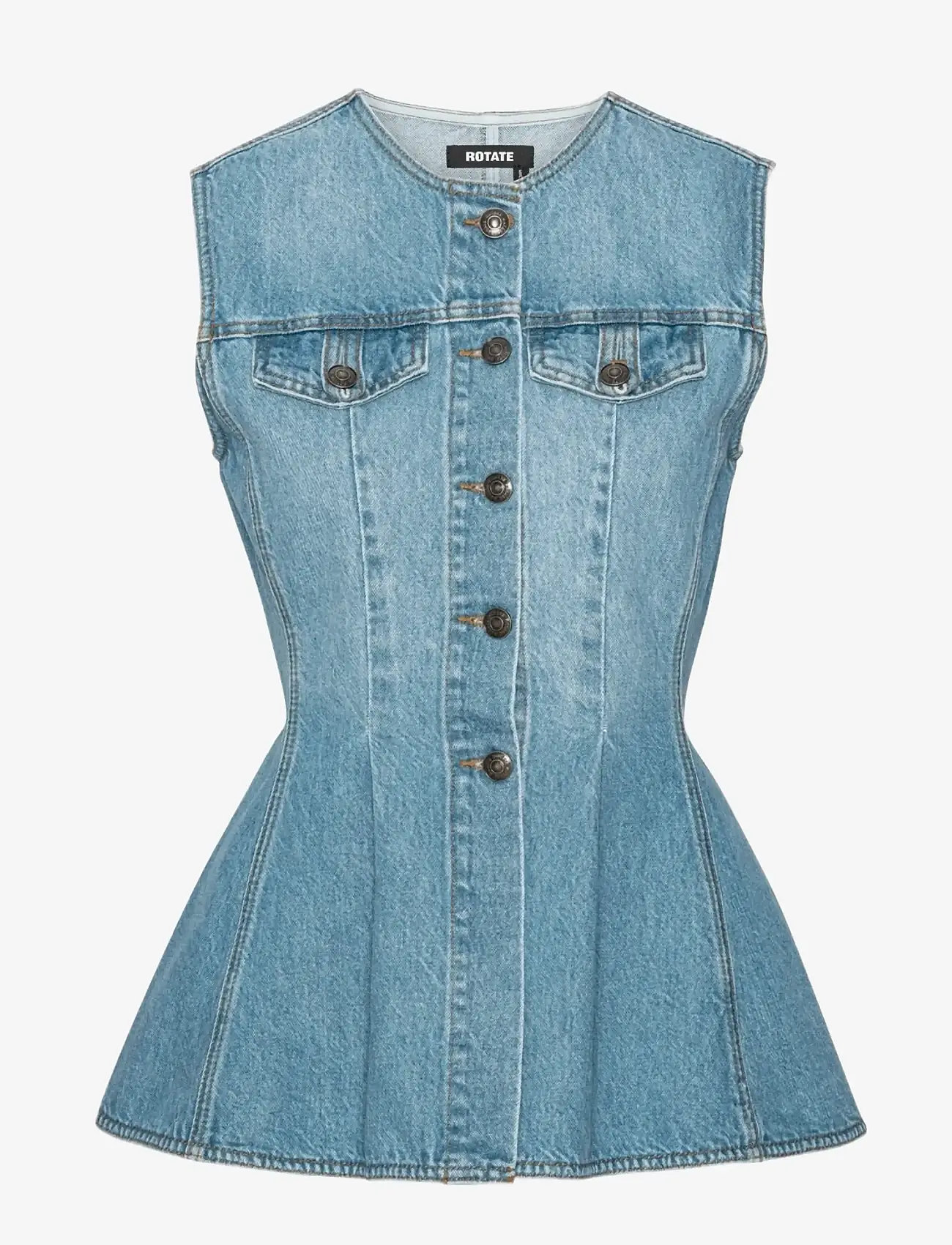ROTATE - FLARED DENIM TOP - linnen - hydrangea (blue) - 1