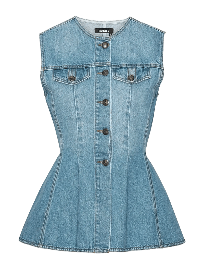 ROTATE - FLARED DENIM TOP - linnen - hydrangea (blue) - 1
