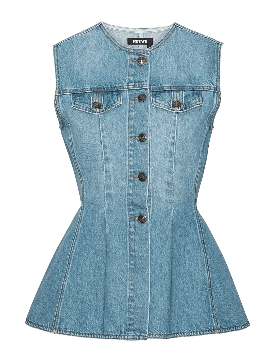 ROTATE - FLARED DENIM TOP - Ärmellose tops - hydrangea (blue) - 1