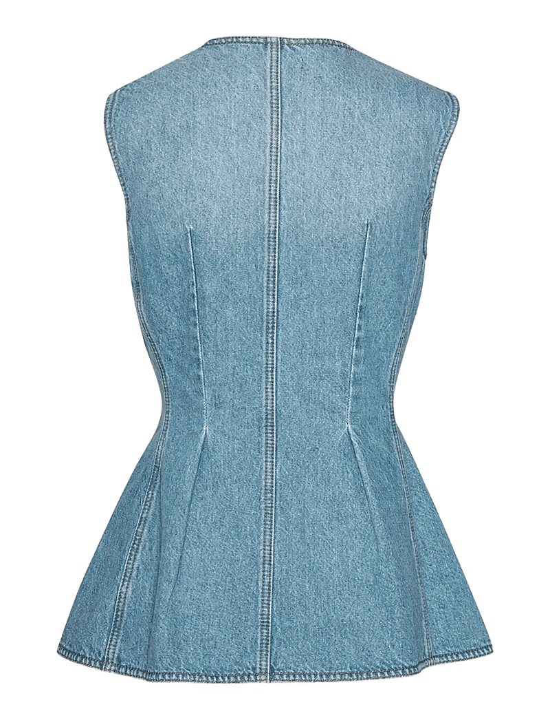 ROTATE - FLARED DENIM TOP - linnen - hydrangea (blue) - 2