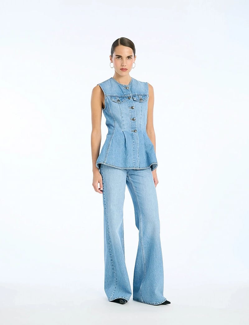 ROTATE - FLARED DENIM TOP - linnen - hydrangea (blue) - 0