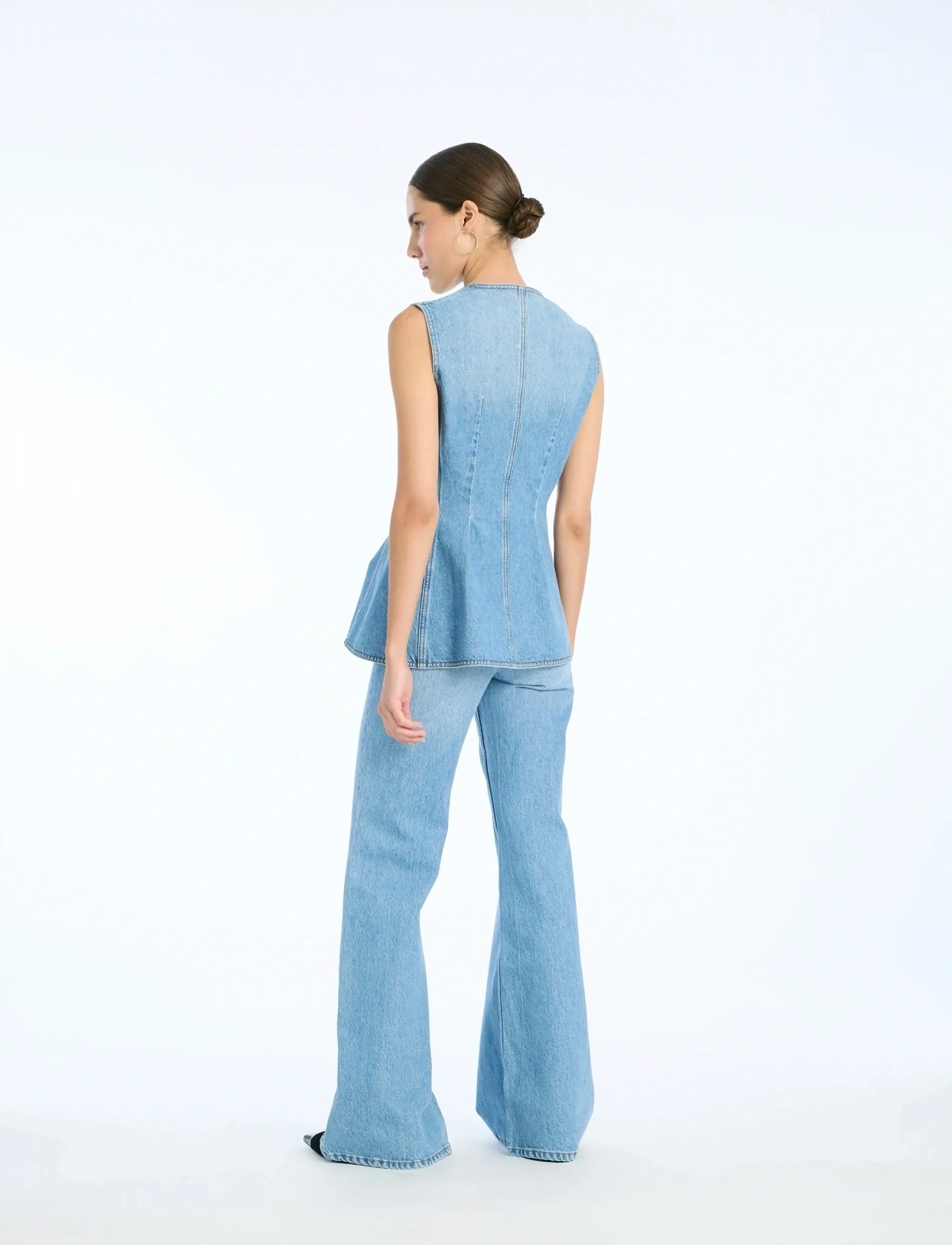 ROTATE - FLARED DENIM TOP - Ärmellose tops - hydrangea (blue) - 3