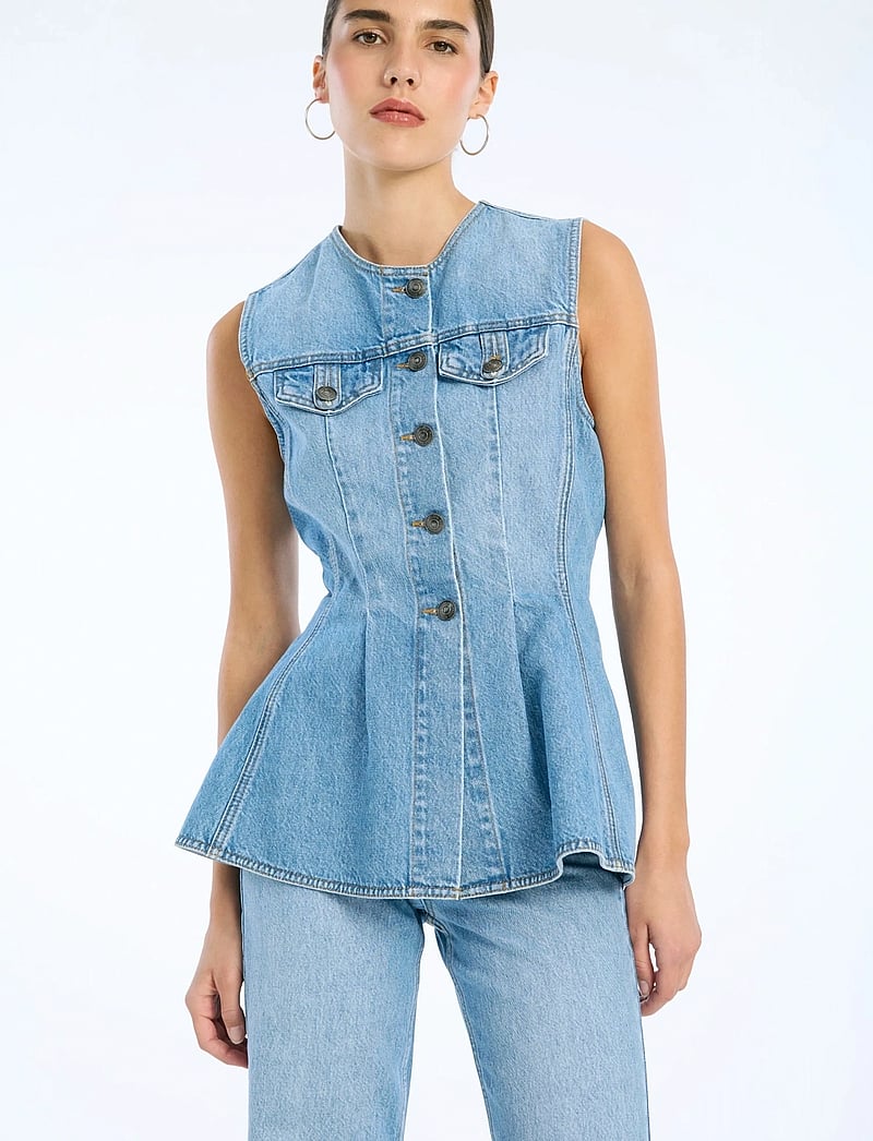 ROTATE - FLARED DENIM TOP - linnen - hydrangea (blue) - 4