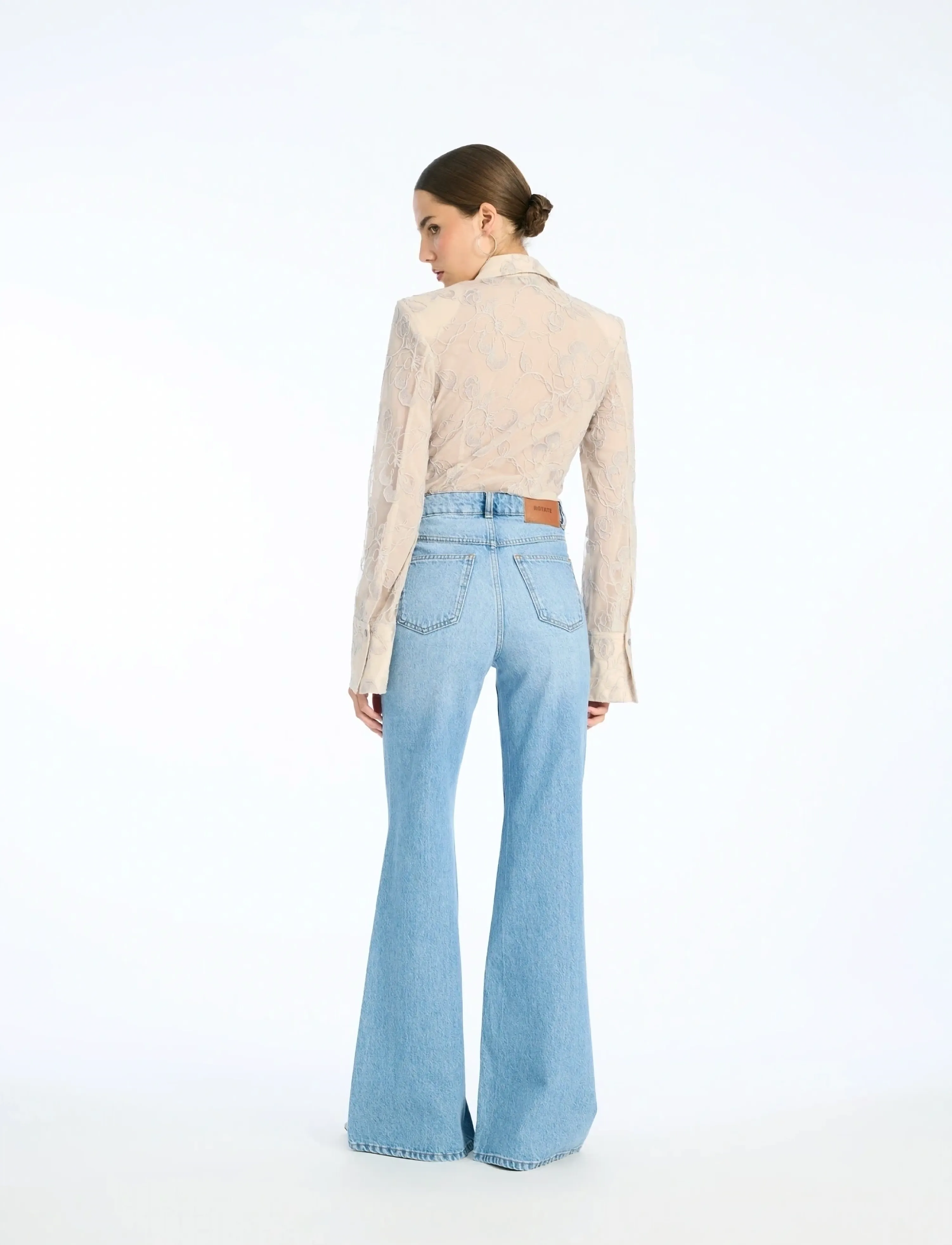 ROTATE - Flared highwaisted jeans - flared jeans - hydrangea (blue) - 3