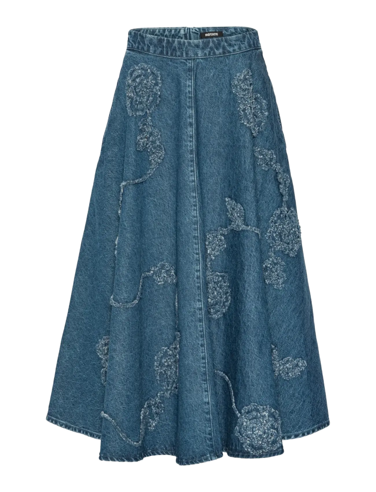 ROTATE Denim Flower Midi Skirt, 36, Röcke, Blau - Knee-length & Frauen