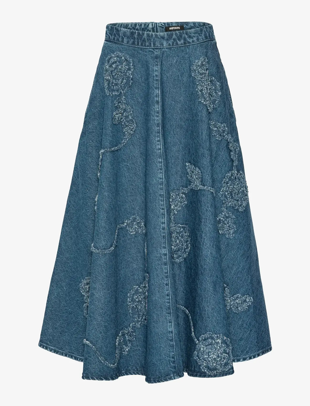 ROTATE Birger Christensen - DENIM FLOWER MIDI SKIRT - denim skirts - medium blue denim - 1