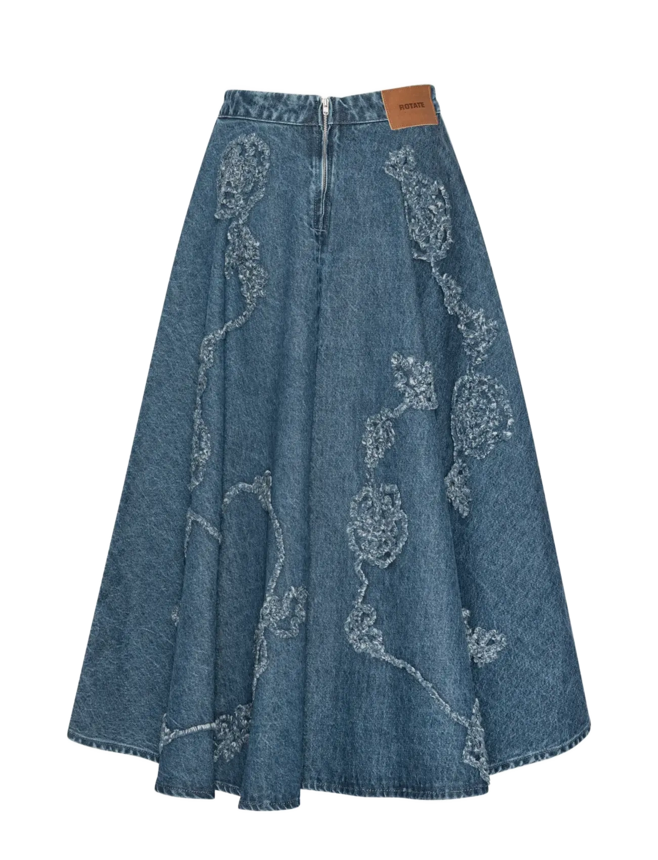 ROTATE - DENIM FLOWER MIDI SKIRT - medium blue denim - 1