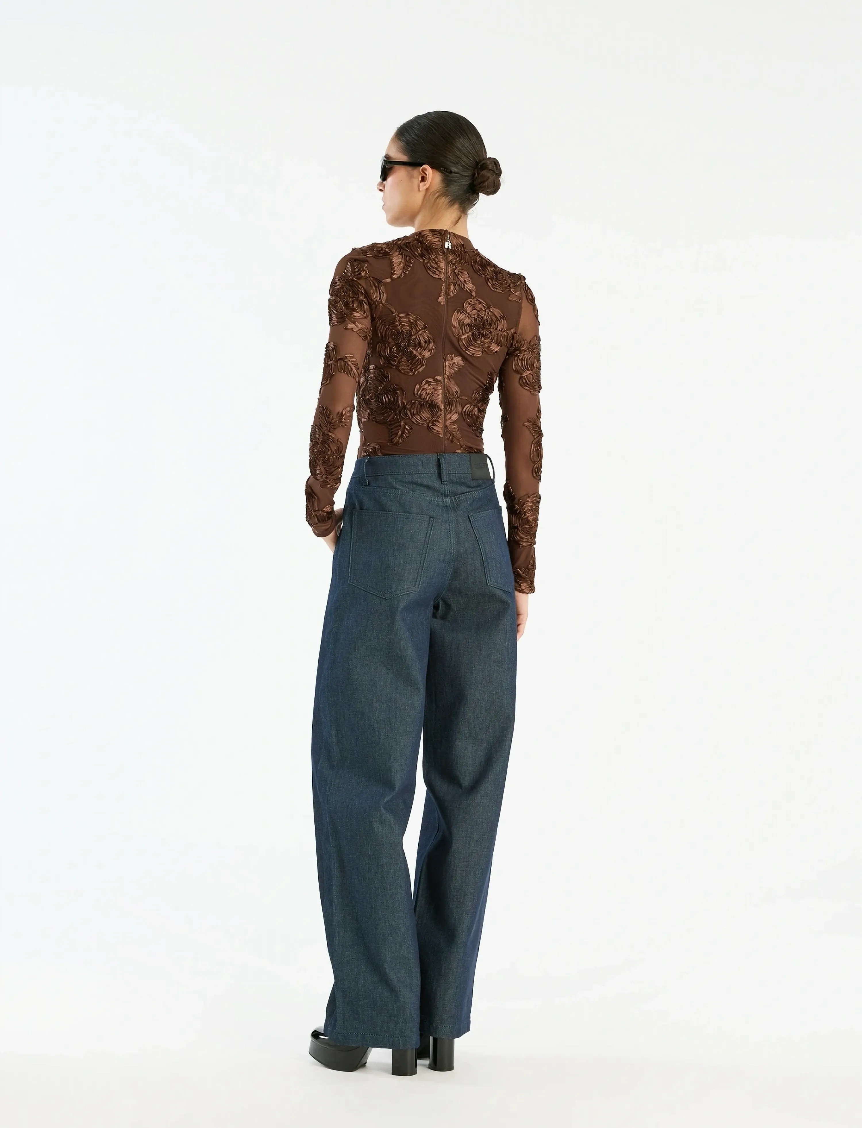 ROTATE - WIDE LEG JEANS - wide leg jeans - dark blue denim - 3