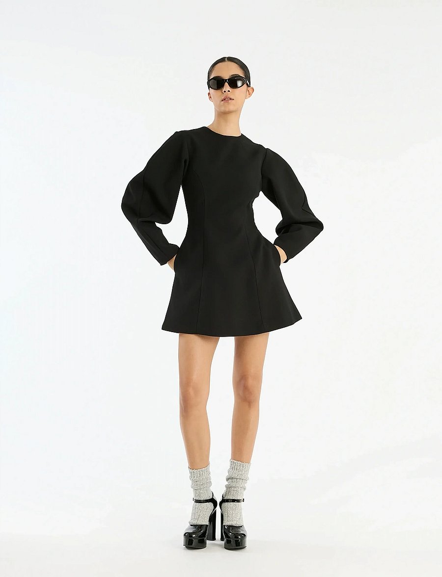 ROTATE - SUITING FLARED MINI DRESS - cocktail dresses - black - 0
