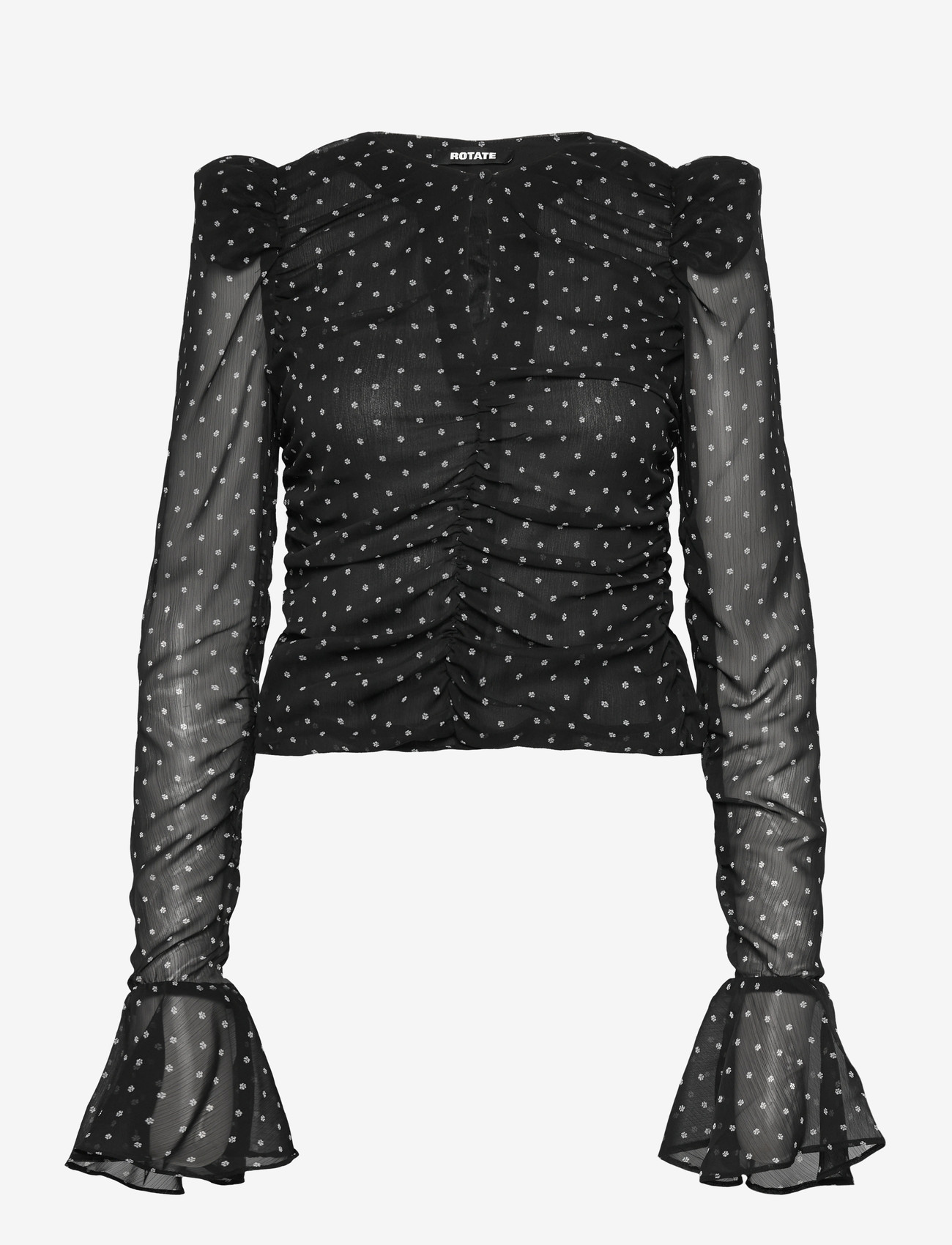 ROTATE - CHIFFON RUCHED LS TOP - langærmede bluser - 1000 black comb. - 0